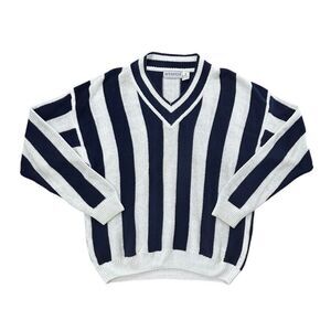 Vintage 80’s Striped Knit V Neck Sweater
